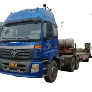 Efficient lowest price Used machery inchina tractor truck used 10 Wheeler truck Foton 6*4 tractor with lowbed semi-trailer