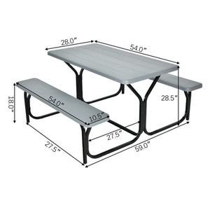 Gray Picnic <b>Table</b> <b>Bench</b> Garden <b>Set</b> - Product Image 4