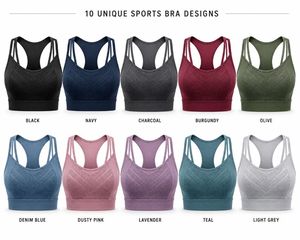 HMA SPORTS APPAREL Women's Navy <b>Blue</b> Racerback Sports <b>Bra</b> High Support Lightweight Seamless Breathable Mesh Panels Front - Product Image 6