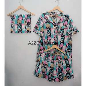 Conjunto de Pijama de Algodón 100% Hecho a Mano en India, Estampado Digital Floral, Clásico de Invierno, Suave, Transpirable, de Secado Rápido, Romántico - Product Image 4