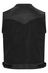 Veste en cuir pour motards tendance pour hommes, été |   Vêtements de moto écologiques et respirants, grande taille, motif à carreaux, gilet à col en V - Product Image 6