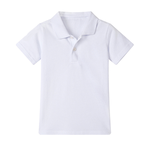 Nouveaux polos pour enfants en coton 100% personnalisés, blancs, à manches courtes, avec logo personnalisé pour filles, vente directe d'usine - Product Image 1