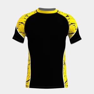 Rashguard à manches courtes avec logo personnalisé |   T-shirt d'entraînement d'arts martiaux écologique en polyester/spandex (300g position avant) - Product Image 1