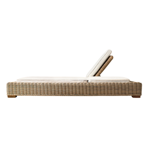 Tumbona Doble Moderna de Estilo Tropical con Ratán Tejido a Mano, Chaise Longue Acolchada Reclinable para Piscina, Villa o Resort - Product Image 3