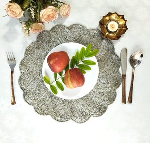 Elegant <b>Beaded</b> Embroidered <b>Placemats</b> Handmade Premium Table Mats for Dining Table Wedding Reception Party and Home Interior - Product Image 1