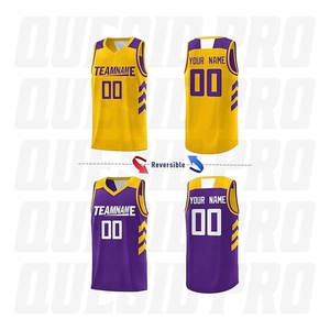 Maillot de basketball de haute qualité à séchage rapide, vente chaude, maillots de sport, broderie, sublimation, débardeurs côtelés - Product Image 2