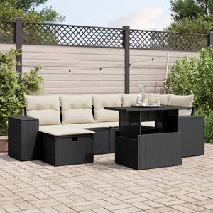 Conjunto de Sofá de Jardín con Reposabrazos Ajustables Grandes en Ratán Sintético Negro - Product Image 1