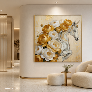 Peinture sur miroir de chevaux au galop peinte à la main de qualité supérieure, décoration murale moderne pour la maison, artisanat, cadre photo en provenance du Vietnam - Product Image 3
