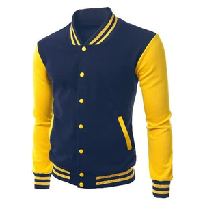 Veste universitaire personnalisée en gros pour hommes et femmes, corps en laine, manches en cuir PU, boutons-pression, veste bomber universitaire, personnalisation OEM - Product Image 1