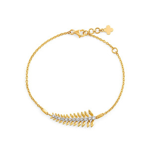Brazalete de Diamantes con Diseño de Hoja Doble en Oro Amarillo con Frente Abierto y Diseño de Rama Inspirado en la Naturaleza - Product Image 2