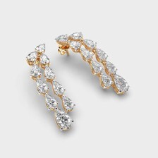 ต่างหูเพชรทรงลูกแพร์ 3.50 กะรัต ทอง 14K: เครื่องประดับเจ้าสาวลายดอกไม้ - Product Image 2