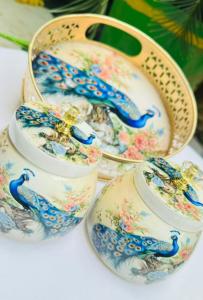 Hermoso Juego de Bandeja de Servir y Tarro de Almacenamiento con Estampado de Pavo Real, Hecho a Mano en Jaipur, Decoración para el Hogar, Regalo, Venta al por Mayor, Diwali - Product Image 4