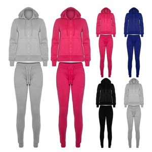 Wholesale Custom Embroidery Zipper Hoodie Tracksuits Set Casual Tracksuit Sweatsuit Women 2 Piece Set - Product Image 1