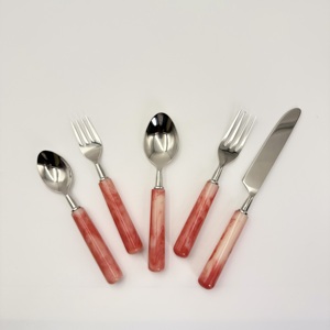 Ensemble d'ustensiles en acier inoxydable - Fournitures en gros d'Inde pour hôtels et mariages, comprenant cuillère, fourchette, couteau avec manche en résine - Product Image 4