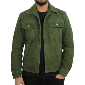 Green Sheep Skin Waterproof Quick Dry Quilted Utility Jacket Men <b>Zipper</b> Full Sleeve Winter Wear - Product Image 5