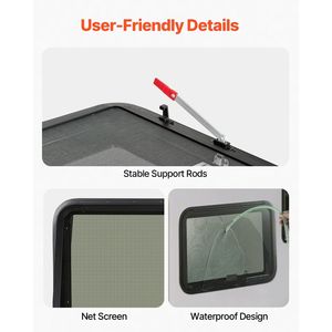 Anello di finitura per zanzariera oscurante per finestra camper 36'' L x 22'' A, adatto a pareti con spessore da 1 1/4'' a 1 13/16'', accessori esterni per uscita finestra camper - Product Image 5