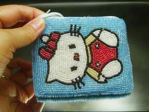 กระเป๋าใส่เหรียญลูกปัดทำมือรูปแมว - กระเป๋าสตางค์สไตล์วินเทจ - Product Image 1