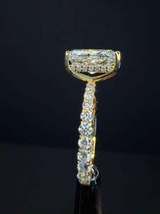 แหวนหมั้นเพชรทรงรัศมี 3 กะรัต ฝังแบบซ่อน 14K ทองคำขาว เพชรเพาะเลี้ยงในห้องปฏิบัติการ แหวนเจ้าสาว - Product Image 4