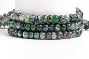 Cuentas sueltas de ágata musgosa botánica natural en forma de rondel para la fabricación de joyas, pulseras, collares y manualidades DIY. - Product Image 3