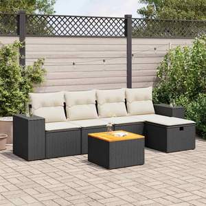 Ensemble de canapés de jardin en rotin PE noir avec pieds réglables, confortable et élégant, mobilier d'extérieur - Product Image 1