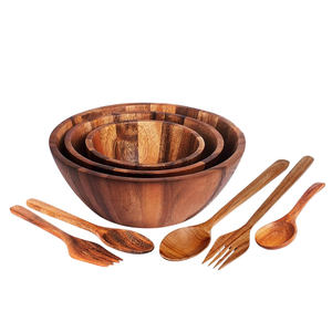 Juego de 3 cuencos de madera con cuchara, diseño decorativo, Ideal para aperitivos, mesa de café, uso, cuenco para llaves o vajilla, suministro de fábrica - Product Image 1