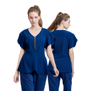 Tenue médicale personnalisée pour femme, pantalon large à motif floral, ensemble confortable en coton/PE/rayonne, détection d'aiguilles - Uniforme FMF OEM/ODM - Product Image 2