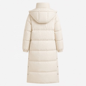 <b>Women</b> Long Line Puffer Jacket Winter <b>Thermal</b> Cotton Woven Zipper Waterproof Windproof Nylon Outerwear with Hood - Product Image 6