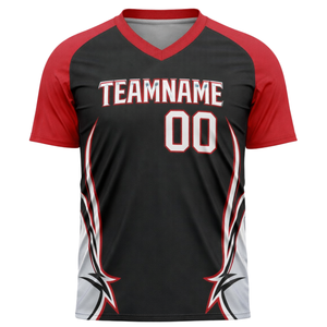 Maillot de basket-ball personnalisé pour hommes, sublimation, noir et rouge, col en V, uniforme d'équipe, respirant, séchage rapide, vêtements de sport OEM - Product Image 5