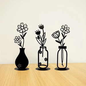 Moderno Portavelas de Metal con Corte Láser en Forma de Mariposa, 3 Ranuras, Negro, Decorativo, para Hogar, Oficina, Sala de Estar - Product Image 3