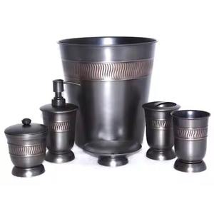 Decorative Metal <b>Bathroom</b> Accessories Tissue Box <b>Soap</b> <b>Dispenser</b> Toothbrush Holder Waste Bin <b>Set</b> - Product Image 4