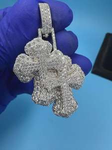 Pendentif Moissanite Diamant Croix Croisée en Argent 925, Bijou Hip Hop Iced Out, Pendentif Religieux, Bijoux Chrétiens - Product Image 4