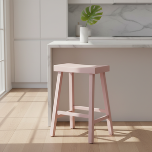 Taburete Alto Redondo Moderno de Madera de Caucho - Duradero y Ligero - Product Image 2