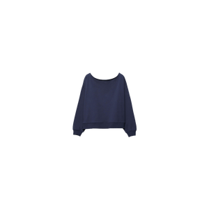 Sweat-shirt oversize pour femme, épaules tombantes, couleur unie, col rond, manches longues, 100% coton tricoté, respirant, style automne - Product Image 6