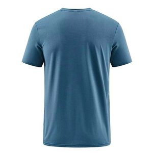 Camiseta de Manga Corta para Hombre, Cuello Redondo, Azul, Corte Regular, Secado Rápido, Tejido de Poliéster, Color Sólido, Informal - Product Image 4