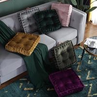 Cojín Cuadrado de Terciopelo Ecológico para Silla, Funda de Poliéster, Relleno de Algodón, Acolchado Personalizable, Lazos Extraíbles