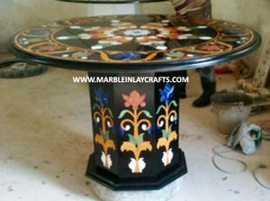 Plateau de table rond en marbre blanc très attrayant, travail d'incrustation en Pietra Dura, à utiliser pour la décoration de restaurant, plateau de table unique - Product Image 6