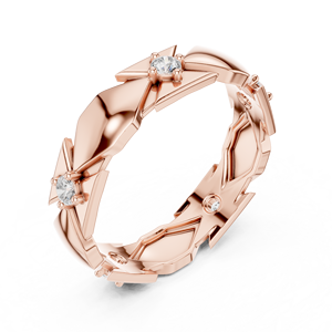 Anillo de Diamantes Chapado en Oro Rosa, Joyería Geométrica para Mujer, Regalo de Compromiso y Boda - Product Image 4