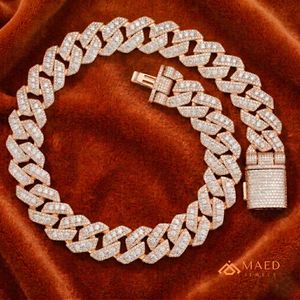 สร้อยคอโมอิสซาไนต์ชุบทองคำสีกุหลาบ ดีไซน์แบบ Cuban Link  เครื่องประดับแฟชั่นสำหรับผู้หญิงและผู้ชาย  สไตล์นิวยอร์ก  งานละเอียด  ดูทันสมัย - Product Image 2