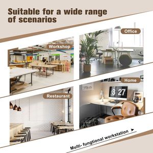 60\" <b>Adjustable</b> <b>Height</b> Heavy-Duty Workbench Rubber Wood Workstation Power Outlets Wheels 2000 LBS Load Capacity Computer <b>Desks</b> - Product Image 4