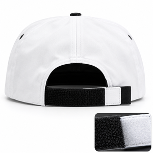 Unisex 5-Panel Snapback Cap Black White Color Blocking Twill Fabric Street Style Adjustable Magic Sticker Closure - Product Image 5