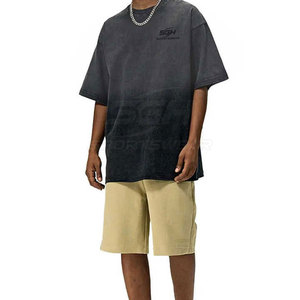 T-shirt pour hommes grande taille en coton délavé à l'acide, logo personnalisé imprimé, couleur unie, tissu doux et respirant, t-shirt délavé à l'acide - Product Image 4