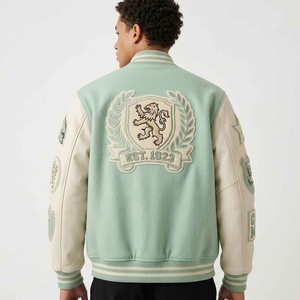 Veste de sport personnalisée de haute qualité, grande taille, respirante, pour l'extérieur, printemps, manches en cuir de vache, broderie, veste de sport - Product Image 4