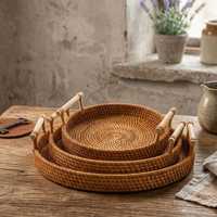 Plateau en rotin de qualité supérieure, décor floral, meilleur vendeur Alibaba, vente en gros, plateau d'organisation pour la maison et la cuisine, fabriqué en Inde