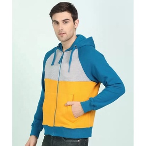 Venta al por mayor de algodón con cremallera sudaderas con capucha para los hombres de manga completa de color bloque hombres sudadera Unisex de gran tamaño pulóver con cremallera sudaderas con capucha hombres - Product Image 2