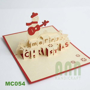 การ์ดอวยพรรูปกีตาร์ทำจากกระดาษรีไซเคิลแบบกำหนดเอง ANN HANDICRAFT MC054 ตัดด้วยเลเซอร์ 3 มิติ เคลือบด้าน ปั๊มร้อน พิมพ์ออฟเซ็ต - Product Image 6