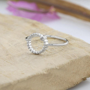 Bague ouverte perlée en argent sterling 925, bijoux géométriques minimalistes bohèmes pour femmes, prix direct usine, fournisseur en gros - Product Image 3