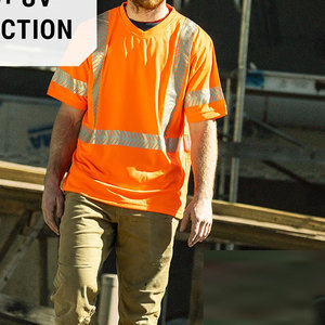T-shirt de travail de sécurité à manches courtes, haute visibilité, réfléchissant, LED clignotante, ANSI Classe 1, sécurité routière, pour hommes, vente en gros - Product Image 5