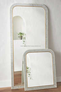 Exquisito marco de madera con luz LED Art Deco de lujo, espejo de baño, incrustaciones de hueso, colección de arte de pared decorativa - Product Image 3