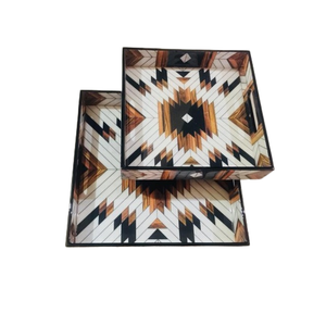 ถาดเสิร์ฟไม้ MDF พิมพ์ลายเคลือบเงาแบบสี่เหลี่ยมจัตุรัส ดีไซน์สไตล์เอเชียเซน สำหรับใช้ในครัว ถาดตกแต่ง รุ่นคัสตอม Kayna Export - Product Image 1