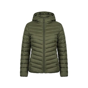 Hooded Quilted Jacket Olive Green Full Sleeve Winter Polyester Filling Zipper Closure Regular Length - Product Image 3